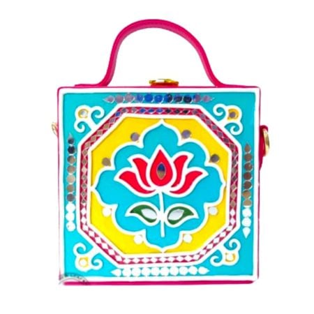 Mini Lotus Lippan Art Handcrafted Square Sling Bag